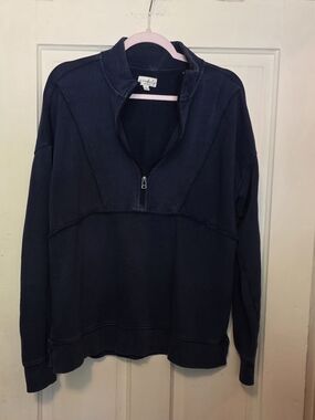 Wonderly Blue Zip-Up Mock Neck Pullover